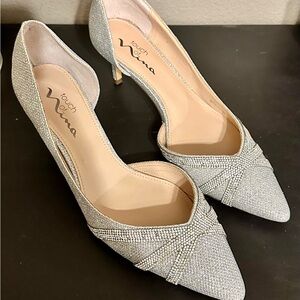 Touch of Nina Silver Women's Heels Shoes  - silver sparkle